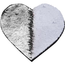 قماش ترتر لاصق قلب فضي 19×22 (209015)
